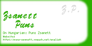 zsanett puns business card